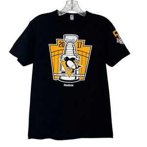 Reebok Stanley Cup Champions Penguins Tshirt 2017 Black Size Small